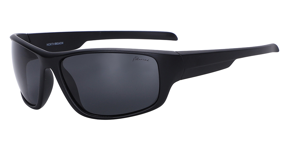 North Beach Freddy Satin Black Grey Polarised