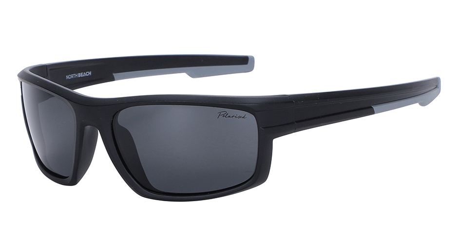 North Beach Zark Satin Black Grey Polarised