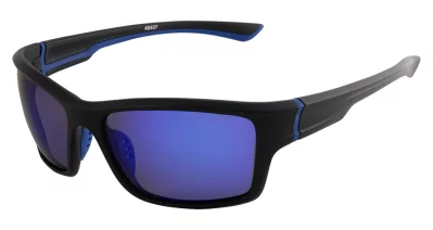 Pacific Boom Satin Black Blue Mirror Polarised